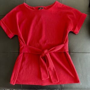 Elegant Red Women's Top with Tie Waist